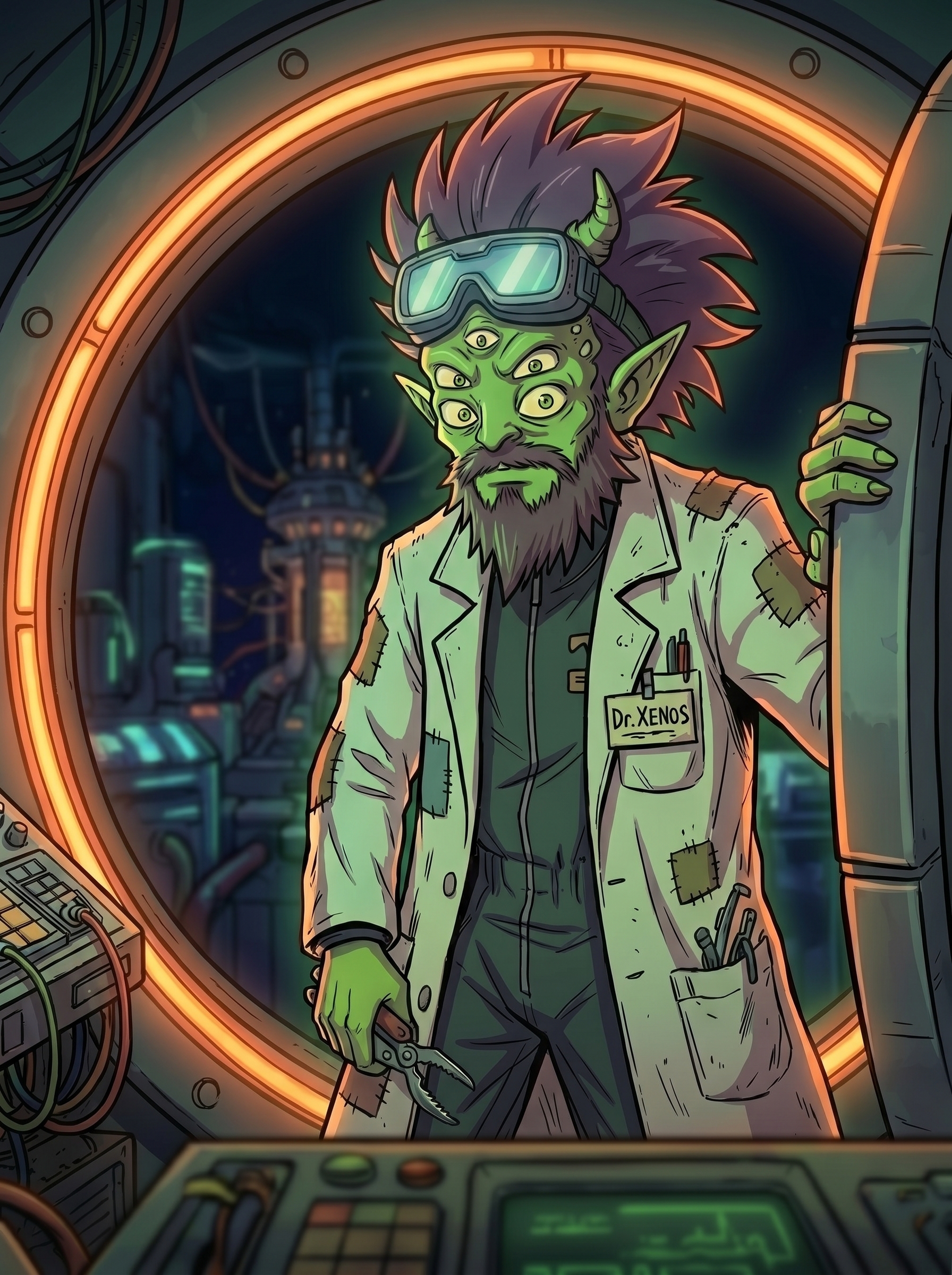 Dr. Xenos at the airlock