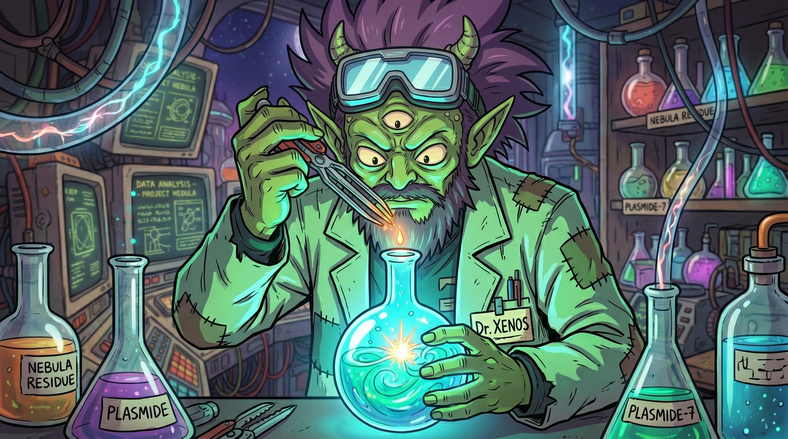 Dr. Xenos in the lab